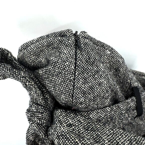 HOBBS Gray Tweed Wool Pleated Dark Academia Fit & Flare Belted Skirt Size 10 - Picture 4 of 6